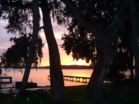 Sunset over lake